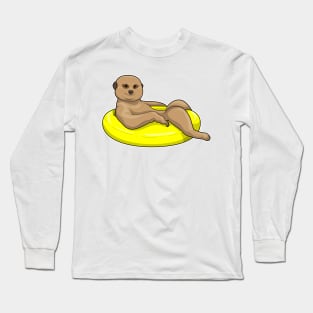 Meerkat Swimming Lifebuoy Long Sleeve T-Shirt